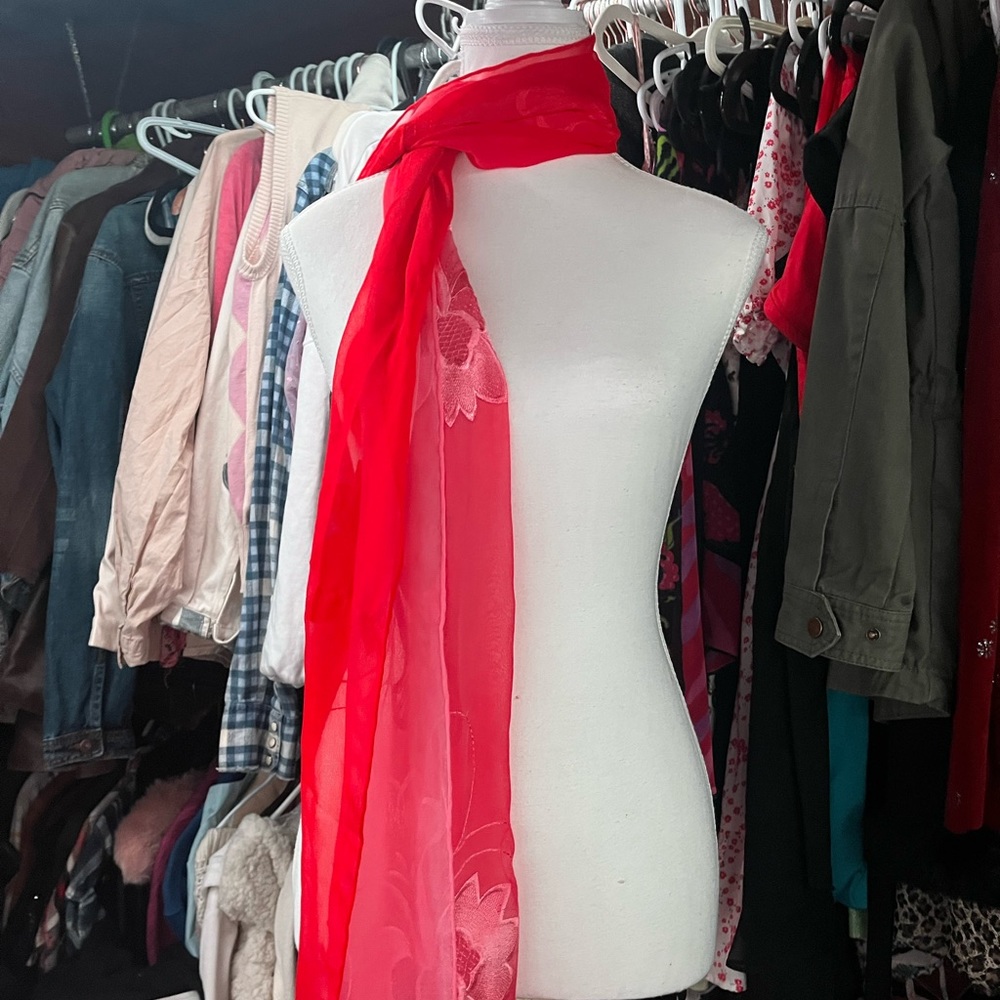 ombre red and pink scarf
